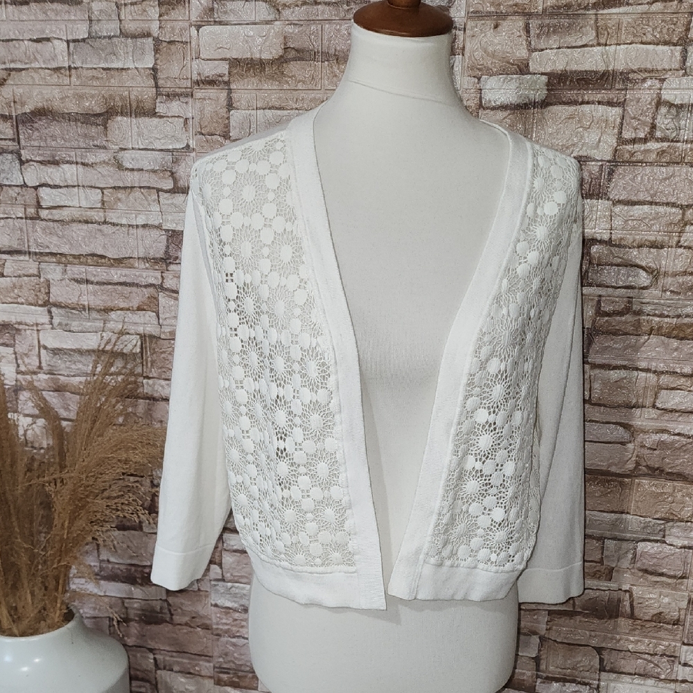 Tommy Hilfiger Elegant White Lace Cardigan Sweater